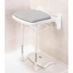 AKW 2000 Series Compact Fold-Up Shower Seat With Pad - Grey