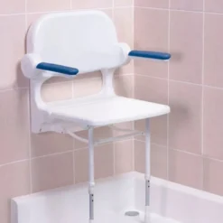 AKW 2000 Series Standard Fold-Up Shower Seat With Blue Arm Pads