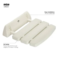Mira Folding Wall Mounted Shower Seat - White -Bathroom Products Store 2.1536.128a1