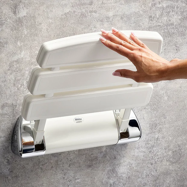 Mira Folding Wall Mounted Shower Seat - White/Chrome 6 Mira Folding Wall Mounted Shower Seat - White/Chrome - Image 4