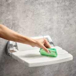 Mira Folding Wall Mounted Shower Seat - White/Chrome