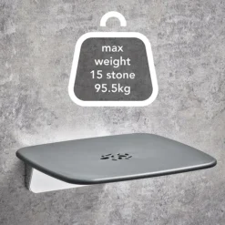 Mira Premium Folding Wall Mounted Shower Seat - Grey/Chrome