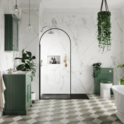 Arezzo 1600 X 800 Wet Room (incl. 900mm Arched Matt Black Framed Screen + Slate Tray)