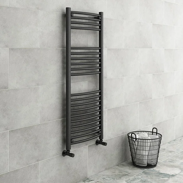 Diamond Curved Heated Towel Rail - W500 X H1200mm - Anthracite 4 Diamond Curved Heated Towel Rail - W500 X H1200mm - Anthracite - Image 2