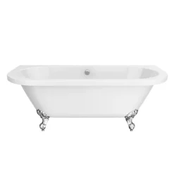 Admiral 1685 Back To Wall Roll Top Bath + Chrome Leg Set -Bathroom Products Store admiral1685backtowallrolltopbathwithchromeballandclawfeetd1