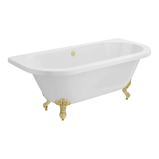 Admiral 1685 Back To Wall Roll Top Bath + Brushed Brass Leg Set 5 Admiral 1685 Back To Wall Roll Top Bath + Brushed Brass Leg Set - Image 3