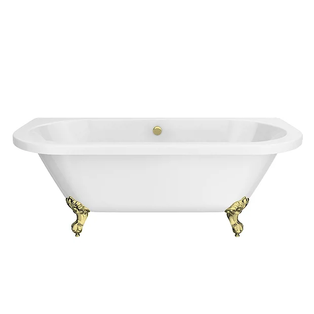 Admiral 1685 Back To Wall Roll Top Bath + Brushed Brass Leg Set 7 Admiral 1685 Back To Wall Roll Top Bath + Brushed Brass Leg Set - Image 5