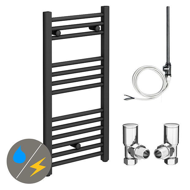 Diamond Anthracite 400 X 800mm Straight Heated Towel Rail (incl. Valves + Electric Heating Kit) 4 Diamond Anthracite 400 X 800mm Straight Heated Towel Rail (incl. Valves + Electric Heating Kit) - Image 2