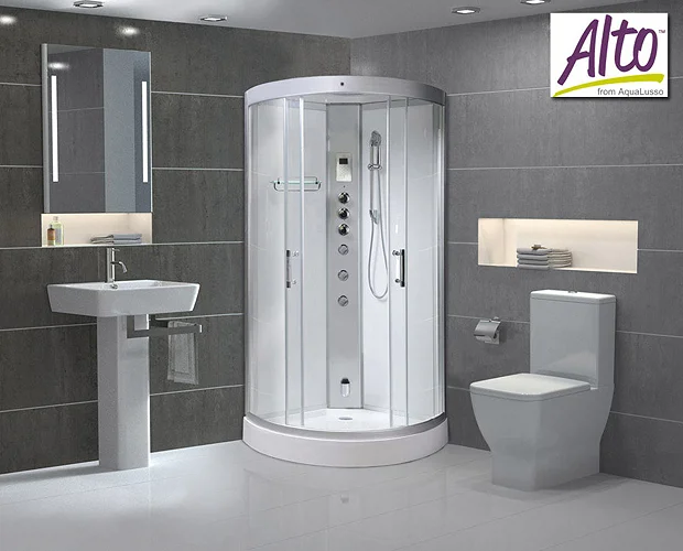 AquaLusso - Alto 80 - 800 X 800mm Quadrant Steam Shower - Polar White 3 AquaLusso - Alto 80 - 800 X 800mm Quadrant Steam Shower - Polar White