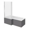 Apollo2 Shower Bath - 1700mm L Shaped With Screen + Gloss Grey Panel -Bathroom Products Store ap17fs n d4