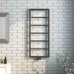 Arezzo Matt Black 1200 X 500 Ladder Heated Towel Rail -Bathroom Products Store az12mbd1