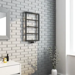 Arezzo Matt Black 800 X 500 Ladder Heated Towel Rail -Bathroom Products Store az8mbd2