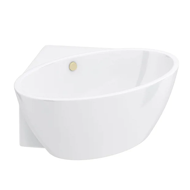 Arezzo Corner Modern Free Standing Bath (1270 X 1270mm) With Brushed Brass Waste 5 Arezzo Corner Modern Free Standing Bath (1270 X 1270mm) With Brushed Brass Waste - Image 3