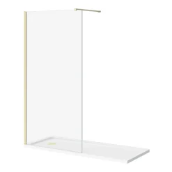 Arezzo 1700 X 700 Bath Replacement Wet Room (1000mm Brushed Brass Screen W. Tray) -Bathroom Products Store azbb17brwr n d1