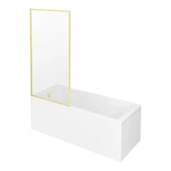 Arezzo Straight Square Shower Bath W. Brushed Brass Framed Fixed Screen -Bathroom Products Store azbbfbath d3