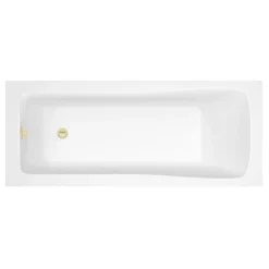 Arezzo Straight Square Shower Bath W. Brushed Brass Framed Fixed Screen -Bathroom Products Store azbbfbathd2