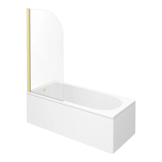 Arezzo Straight Round Shower Bath W. Brushed Brass Curved Top Pivot Screen 7 Arezzo Straight Round Shower Bath W. Brushed Brass Curved Top Pivot Screen - Image 5