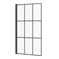 Arezzo Matt Black Grid Bath Screen With Square Single Ended Bath -Bathroom Products Store azbgsb d2