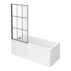 Arezzo Matt Black Grid Bath Screen With Square Single Ended Bath