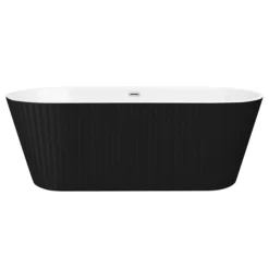 Arezzo Fluted 1700 X 800mm Double Ended Freestanding Bath Matt Black -Bathroom Products Store azbt25bwf d1