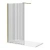 Arezzo 1600 X 800 Fluted Glass Brushed Brass Profile Wet Room (1000 Screen, Square Support Arm + Tray) -Bathroom Products Store azfgbb168 d5