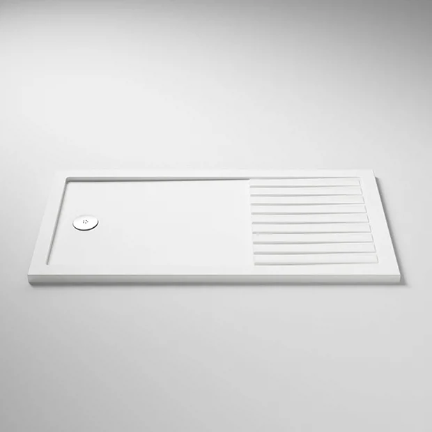 Arezzo 1600 X 800 Fluted Glass Brushed Brass Profile Wet Room (1000 Screen, Square Support Arm + Tray) 7 Arezzo 1600 X 800 Fluted Glass Brushed Brass Profile Wet Room (1000 Screen, Square Support Arm + Tray) - Image 5