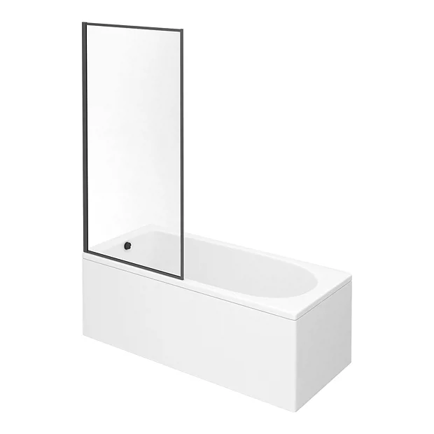 Arezzo Black Framed Fixed Round Single Ended Shower Bath 3 Arezzo Black Framed Fixed Round Single Ended Shower Bath