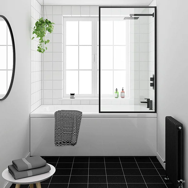Arezzo Black Framed Fixed Round Single Ended Shower Bath 4 Arezzo Black Framed Fixed Round Single Ended Shower Bath - Image 2