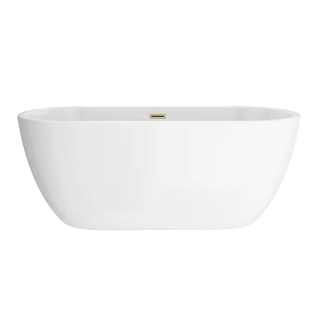 Arezzo Freestanding Modern Bath With Brushed Brass Waste 3 Arezzo Freestanding Modern Bath With Brushed Brass Waste