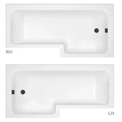 Arezzo Shower Bath - 1700mm L Shaped With Matt Black Screen + Panel -Bathroom Products Store azl17 d1