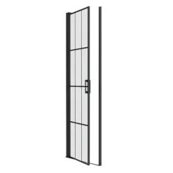Arezzo 800mm Matt Black Grid Frameless Pivot Shower Door + Tray For Recess -Bathroom Products Store azmbpd85 nd3