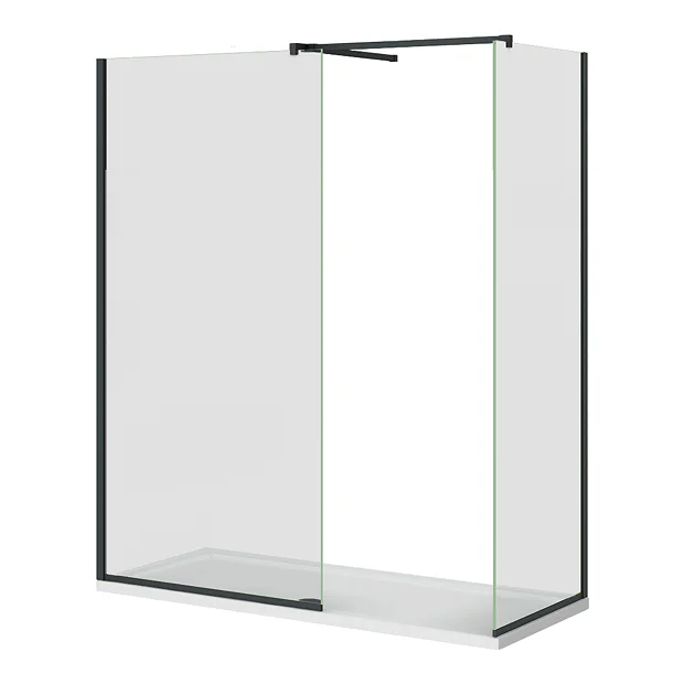 Arezzo Matt Black 10mm Glass 1700 X 700 Wet Room (inc. Screen, Side Panel + Tray) 3 Arezzo Matt Black 10mm Glass 1700 X 700 Wet Room (inc. Screen, Side Panel + Tray)