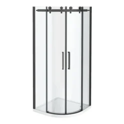 Arezzo Matt Black 800 X 800mm Frameless Quadrant Shower Enclosure -Bathroom Products Store azq8 d1n