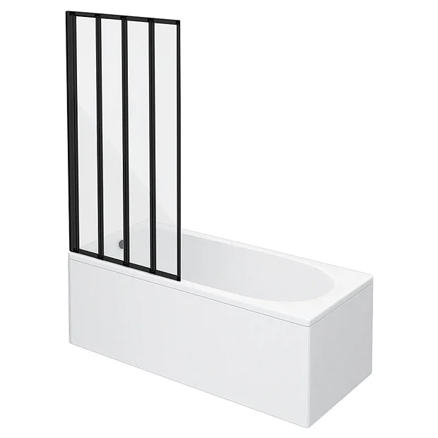 Arezzo Round Single Ended Bath With Matt Black Bi-Fold Screen 4 Arezzo Round Single Ended Bath With Matt Black Bi-Fold Screen - Image 2