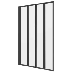 Arezzo Square Single Ended Bath With Matt Black Bi-Fold Screen -Bathroom Products Store azsbf d4