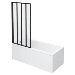 Arezzo Square Single Ended Bath With Matt Black Bi-Fold Screen