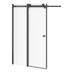 Arezzo Square Single Ended Bath With Matt Black Sliding Bath Screen -Bathroom Products Store azsbsd1