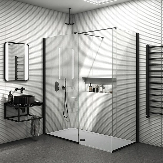 Arezzo Matt Black 10mm Glass 1700 X 800 Wet Room (inc. Screen, Side Panel + Tray) 4 Arezzo Matt Black 10mm Glass 1700 X 800 Wet Room (inc. Screen, Side Panel + Tray) - Image 2