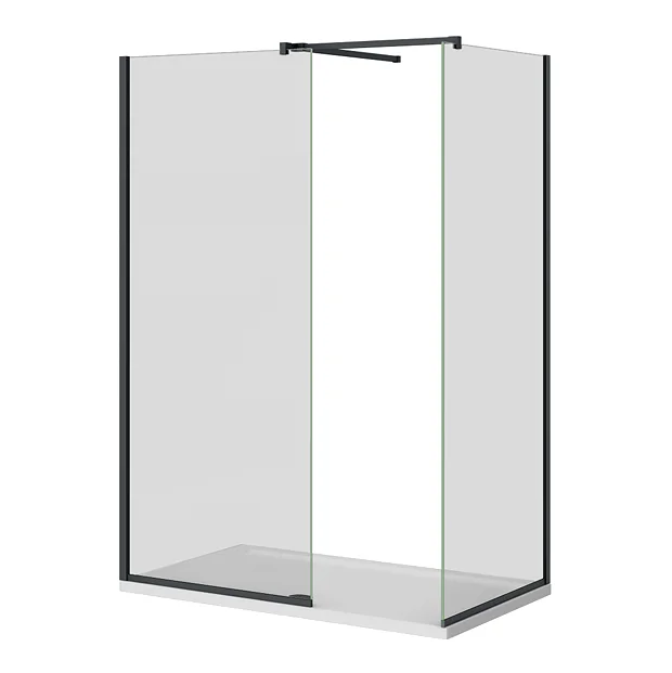 Arezzo Matt Black 10mm Glass 1400 X 800 Wet Room (inc. Screen, Side Panel + Tray) 3 Arezzo Matt Black 10mm Glass 1400 X 800 Wet Room (inc. Screen, Side Panel + Tray)