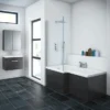 Brooklyn Black Shower Bath - 1700mm L Shaped Incl. Screen + Panel -Bathroom Products Store bb1700fs detail1