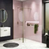 Arezzo 1950mm Brushed Brass Profile Wetroom Screen + Square Support Arm -Bathroom Products Store bbwsnd3