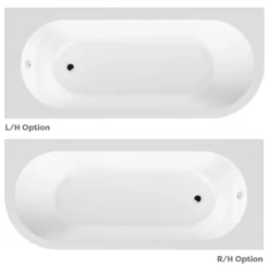 Arezzo Shower Bath (1700mm J Shaped With Matt Black Screen + Curved Panel)