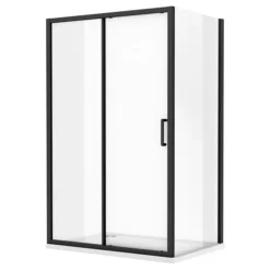 Toreno Matt Black 1200 X 800mm Sliding Door Shower Enclosure + Pearlstone Tray -Bathroom Products Store blk128sde d2