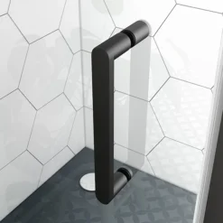 Toreno Matt Black 1000 X 800mm Sliding Door Shower Enclosure + Slate Effect Tray -Bathroom Products Store blk128sdesl d3