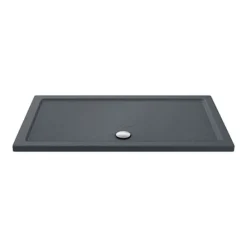 Toreno Matt Black 1400 X 900mm Double Sliding Door Shower Enclosure + Slate Effect Tray