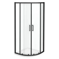 Toreno Matt Black 800 X 800mm Quadrant Shower Enclosure + Pearlstone Tray -Bathroom Products Store blk8qse d3