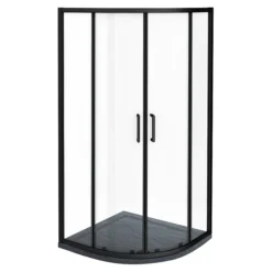 Toreno Matt Black 900 X 900mm Quadrant Shower Enclosure + Slate Effect Tray -Bathroom Products Store blk8qsesl d3