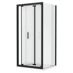 Toreno Matt Black 900 X 900mm Bi-Fold Door Shower Enclosure Without Tray