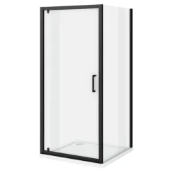 Toreno Matt Black 900 X 900mm Pivot Door Shower Enclosure Without Tray