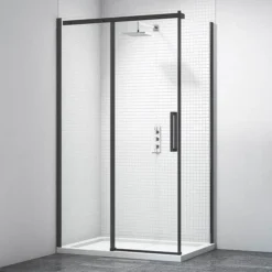 Merlyn Black Sliding Shower Door -Bathroom Products Store blkfsl1200h d3